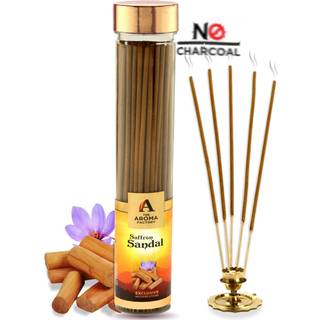 Aroma Factory Kesar Chandan Agarbatti til Pooja Luxury Røgelsespinde Lav røg og nul kulmeditation (flaskepakke med 1 100 gram) 4 cm x 4 cm x 26 c