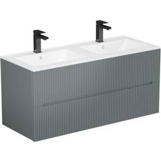 Ophængt badeværelsesmøbel med indbygget håndvask - Gråstribet - 120 cm - PAVANI