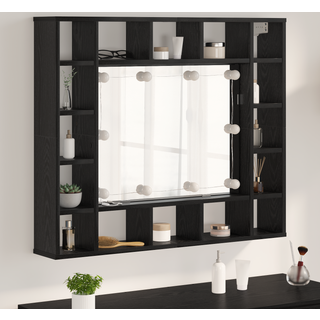 Spejlskab med hylde Sort eg 91 x 15 x 76.5 cm Konstrueret træ