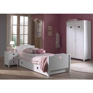 Børnemøbelsæt Amori – hvid, seng 90 × 200 cm med garderobeskab