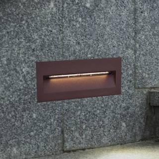 Lucande LED-vægindbygningslampe Loya, 23 x 8 cm, rust, IP54 Loya, Brun/rust, Aluminium, Moderne