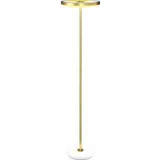 Gulvlampe, fodkontakt, metalstruktur, akrylskærm, 4000K, dæmpbar, guld