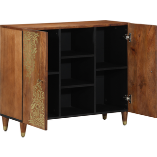 Sideboard med hylde Brun 90 x 33 x 75 cm Massivt mangotræ