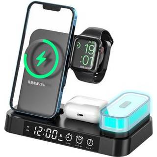 Trådløs Dockingstation med Vækkeur & Natlys A37 - Sort