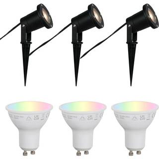 Sæt med 3 smarte havespots sorte inkl. kabel og stik 230cm IP65 - Basic