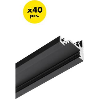 40 stk. 2m aluprofil CORNER10 BC/UX - Sort anodiseret, hjørne, LED skinne