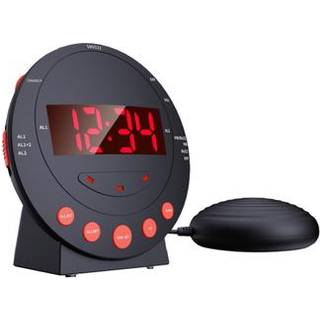 TS-BC600 Højt vibrerende vækkeur med 12/24 timers display til døve og seniorer - sort