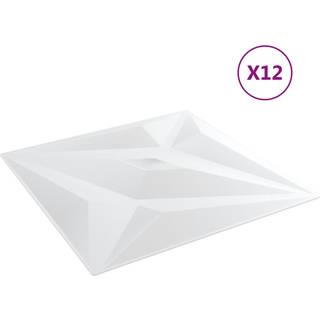 vægpaneler 12 stk. 50x50 cm 3 m² XPS stjerne hvid