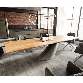 Esstisch Edge 300x100x4 Eiche Natur Cono Metallic Silber Live-Edge