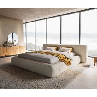 Polsterbettgestell Coperti 180x200 cm Bouclé Creme-Weiß