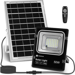 LED projektør med Solpanel - 50W, 6500K - Kulør : Kold