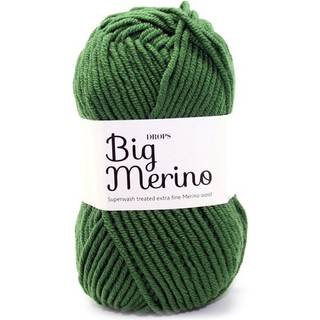 DROPS BIG Merino 14 Skovgrøn (Uni Colour) Indhold:100% extra fine Merino uld Garngruppe: Garngruppe: C (16 - 19 masker) / 10 ply / aran / worsted Vægt/længde: 50 gram = ca. 75 meter Anbefalede pinde: 5 mm Strikkefasthed: 10 x 10 cm = 17 m x 22 p Maskinvask, Finvask 40ºC / Brug aldrig skyllemiddel / Tørres fladt.