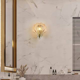 Searchlight Væglampe Shell, dæmpbar, Creme/amber, Badeværelse, Glas