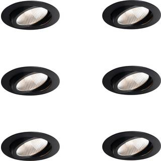 Sæt med 6 indbygningsspots sort 9,5 cm inkl. LED 1300 lm dæmpbar IP23 - Gaius