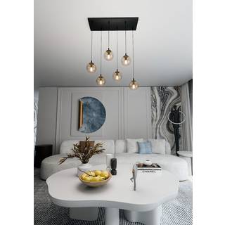 Cosmo 6 Sort/Rav pendellampe - Ø14 cm, E14, 230V, uden lyskilde