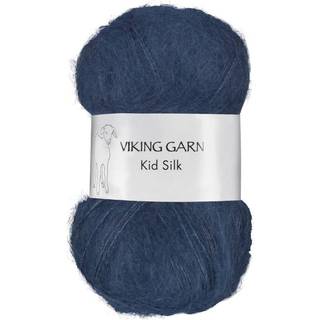 Viking Kid-Silk 327 Mørk jeansblå Indhold: 77% Kid Mohair, 23% silke Vægt/længde: 25 g = ca. 200 meter Anbefalede pinde: 3 mm Strikkefasthed: 10 cm = 24 m Vask: Max 30 °C / Tørres fladt.