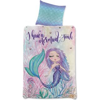 Havfrue sengetøj 140x200 cm - Mermaid soul - Sengesæt med 2 i 1 design - Børnesengetøj i 100% bomuld