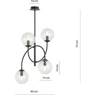 Archi 4B Sort/Transparent lysekrone - Ø14 cm, E14, 230V, uden lyskilde