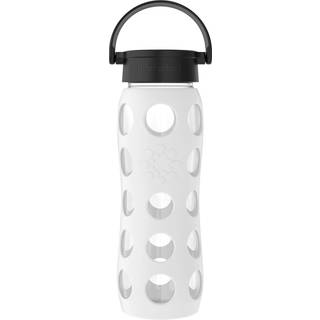 Livsfulde 22-ounce BPA-fri glasvandflaske med klassisk hætte og beskyttende silikone ærme hvid