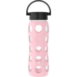 Livsfulde 22-ounce BPA-fri glasvandflaske med klassisk cap og beskyttende silikone ?rme ?rken Rose Rose