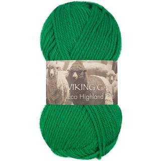 Viking Eco Highland Wool 230 Grøn Indhold: 100% Uld Vægt/længde: 50 gram = ca. 110 meter Anbefalede pinde: 4-4.5 mm Strikkefasthed: 10 cm = 20 m Vask: Finvask Max 30 ºC / Tørres fladt.
