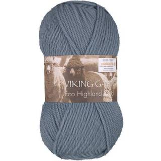 Viking Eco Highland Wool 210 Gråblå Indhold: 100% Uld Vægt/længde: 50 gram = ca. 110 meter Anbefalede pinde: 4-4.5 mm Strikkefasthed: 10 cm = 20 m Vask: Finvask Max 30 ºC / Tørres fladt.