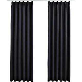 mørklægningsgardiner med kroge 2 stk. 140 x 245 cm sort