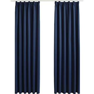 mørklægningsgardiner 2 stk. med kroge 140 x 245 cm blå