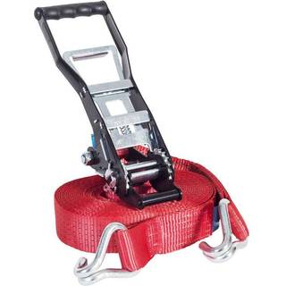 Spændebånd med krog BEMA ZG 100 ERGO, 2-delt, 50 mm x 10 meter (9.5 + 0.5 meter), 2000 daN / 2039 kg (LC), med ergonomisk spændearm, rød