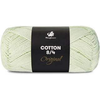 Mayflower Cotton 8/4 1486 Lys mintgrøn Indhold: 100% Bomuld Vægt/længde: 50 gram = ca. 170 meter Anbefalede pinde: 3.0-3.5 mm Anbefalede hæklenål: 2.5-3.0 mm Strikkefasthed: 10 x 10 cm = 27 m x 36 p Maskinvask 60ºC / Tørres fladt.