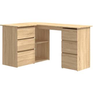 Skrivebord Til Hjørne 145X100X76 Cm Konstrueret Træ - Sonoma-eg