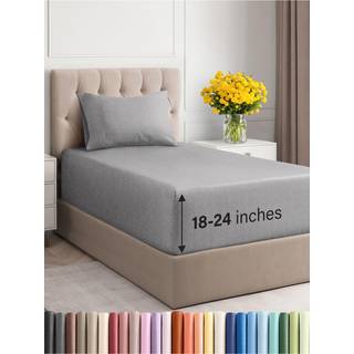 Ekstra dyb lomme-tvillinglagner - 3-delt ndbart og klende lagner - Hotel luksuslagnerst - Bldt, rynkefrit og behageligt - Passer nemt til eks