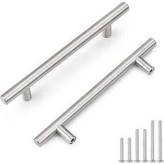 Probrico 10 pakke 128 mm (5 tommer) hulcentrer Brstet nikkel kabinethndtag i rustfrit stl kommode Trk Lngde 192 mm (7,5 tommer) T Bar Skuffe