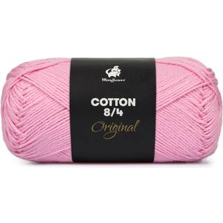 Mayflower Cotton 8/4 1449 Lyserød Indhold: 100% Bomuld Vægt/længde: 50 gram = ca. 170 meter Anbefalede pinde: 3.0-3.5 mm Anbefalede hæklenål: 2.5-3.0 mm Strikkefasthed: 10 x 10 cm = 27 m x 36 p Maskinvask 60ºC / Tørres fladt.