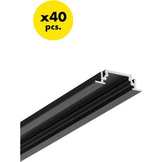 40 stk. 2m aluprofil GROOVE10 BC/UX - Sort anodiseret, indbygget, LED skinne