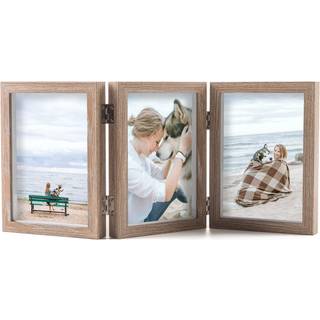 AEVETE Triple 5x7 billedrammer h?ngslet tr? 3 ?bningsramme lodret sk?rm med glasfront