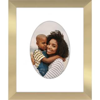 AmericanFlat 5x7 -billedramme med ovalformet m?tte i guld - Brug som 8x10 billedramme uden mat eller 5x7 ramme med mat - konstrueret tr?ramme med