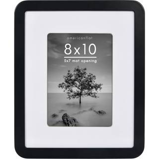 AMERICANFLAT 8X10 Billedramme med runde hj?rner i sort - Brug som 5x7 billedramme med Mat eller 8x10 ramme uden Mat - konstrueret tr?ramme med kn