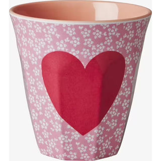 Rice Melamine Cup - Two Tone - Heart Print - Medium