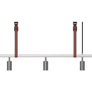 RUBN Long John Pendel 3 Spots (100 cm) White/Steel Brown Leather