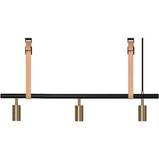 RUBN Long John Pendel 3 Spots (100 cm) Black/Brass Natural leather