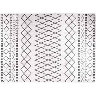 gulvtæppe 120x180 cm skridsikkert og vaskbart sort og hvid