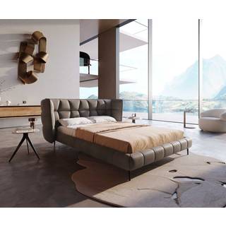 Polsterbettgestell Capujo 140x200 cm Mikrofaser Taupe Vintage