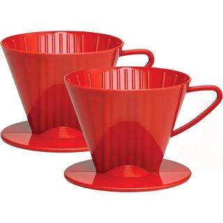 Fino Pour-Over Coffee Brewing Filter Cone Number 2-størrelse Red Brews 2 til 6-koper Sæt på 2