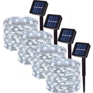 (4 stk hvid-32M 300led) Udendørs Solar String Light LED Fairy Garland Kobbertråd Lys Have Yard Party