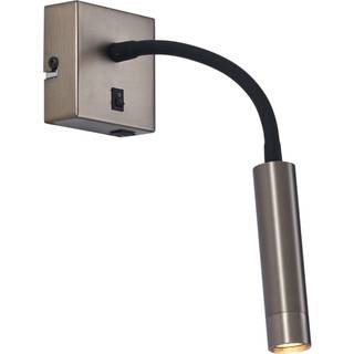 Moderne gunmetal væglampe med USB-C - Gosna