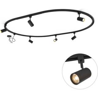 Modernt skinnesystem med 6 sorte spotlights, 1-faset, oval 100 cm - Iconic Jeana
