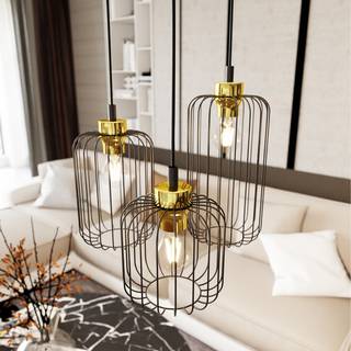 Vander 3PREM Sort/Guld pendellampe - Ø16 cm, E27, 230V, uden lyskilde