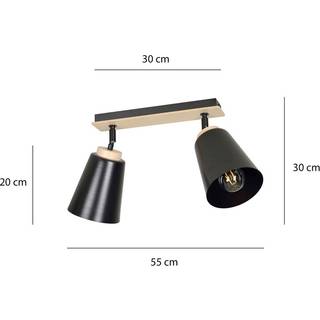 Atlas 2 Sort loftslampe - E27, 230V, uden lyskilde