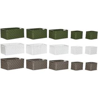 Kurvesæt Home ESPRIT Grøn Grå Flødefarvet Metal polypropylen 44 x 32 x 20 cm (3 enheder)